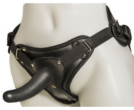 Женский страпон с вагинальной пробкой Woman Strap - 12 см., Цвет: черный, фото 