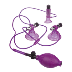 Виброприсоски-помпы для стимуляции сосков и клитора Triple Suckers, Цвет: фиолетовый, фото 