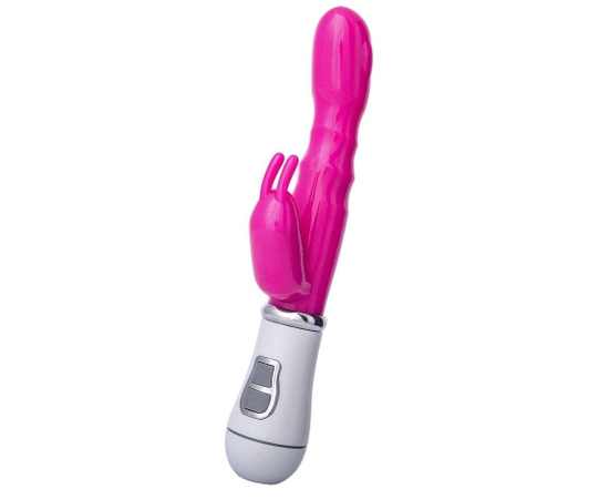 Ярко-розовый вибратор ToyFa A-toys с клиторальным стимулятором - 20 см., фото 