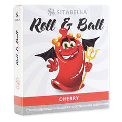 Стимулирующий презерватив-насадка Roll & Ball Cherry, Цвет: красный, фото 