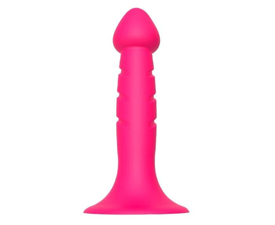 Розовая анальная пробка-фаллос CARVED PLUG - 13,5 см., фото 