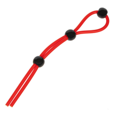 Красное эрекционное лассо с 3 черными бусинами для утяжки, фото 