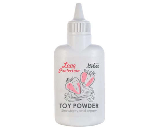 Пудра для игрушек Love Protection с ароматом клубники со сливками - 30 гр., фото 
