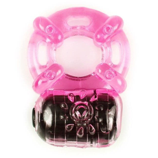 Розовое эрекционное кольцо c вибропулей, фото 
