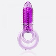 Фиолетовое виброкольцо с подхватом мошонки DOUBLE O 8 PURPLE, фото 