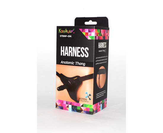 Чёрные трусики с плугом Kanikule Strap-on Harness Anatomic Thong, Цвет: черный, фото 