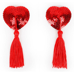 Красные пэстисы-сердечки с кисточками, Цвет: красный, фото 