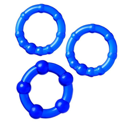 Набор из 3 синих силиконовых эрекционных колец разного размера, фото 
