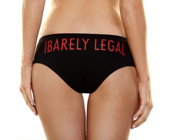 Женские трусики Hustler с надписью Barely Legal, Цвет: черный, Размер: S-M, фото 