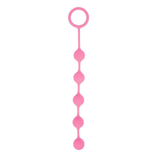 Розовая анальная цепочка с кольцом-ограничителем - 23 см., фото 