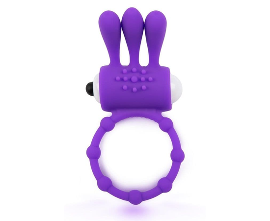 Фиолетовое эрекционное кольцо c вибропулей и усиками, фото 