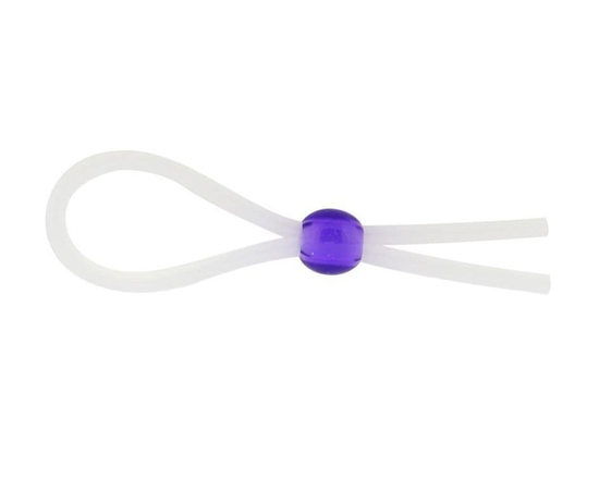 Прозрачное лассо с фиолетовой бусиной SILICONE COCK RING WITH BEAD LAVENDER, фото 