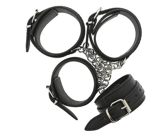Черные наручники и поножи с креплением HOG TIE CUFF SET, фото 