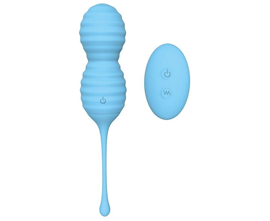Голубые вагинальные виброшарики BEEHIVE с пультом ДУ, фото 