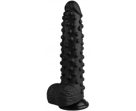 Черный анальный фаллоимитатор с пупырышками - 23,5 см., фото 