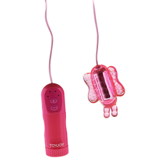 Розовый вибростимулятор-бабочка BUZZ BUZZ BUTTERFLY MASSAGER - 6 см., фото 