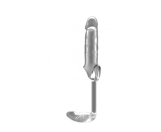 Прозрачная насадка с анальным стимулятором Stretchy Penis Exten and Plug No.34, фото 
