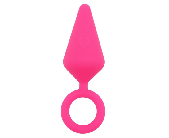 Розовая анальная пробка с кольцом Candy Plug M - 10,1 см., фото 