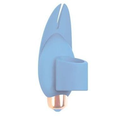 Вибростимулятор с петелькой под палец - 8 см., Цвет: голубой, фото 