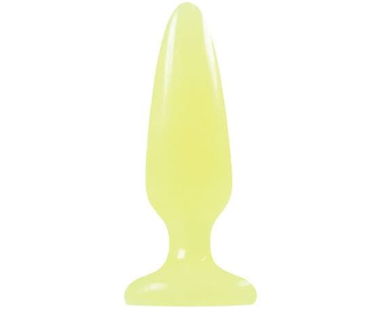 Желтая анальная пробка, светящаяся в темноте, Firefly Pleasure Plug Small - 10,1 см., фото 