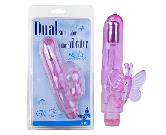 Розовый вибростимулятор розовый Dual Stimulator Butterfly, фото 