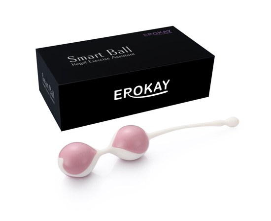 Бело-розовые вагинальные шарики Erokay, Цвет: белый с розовым, фото 