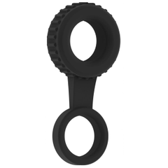 Черное кольцо для пениса и мошонки N 47 Cockring with Ball Strap, фото 