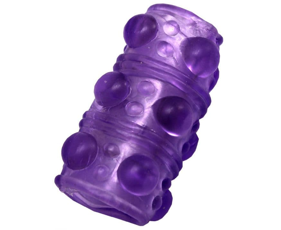 Фиолетовая сквозная насадка на фаллос с пупырышками - 5,5 см., фото 
