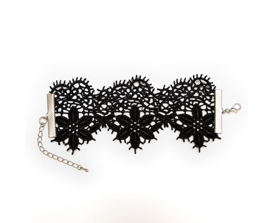 Кружевной браслет Albori с цветочными мотивами, Цвет: черный, Размер: S-M, фото 