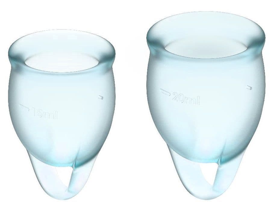 Набор менструальных чаш Satisfyer Feel confident Menstrual Cup, Цвет: голубой, фото 