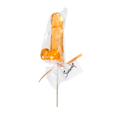 Оранжевый леденец в форме пениса со вкусом аморетто, фото 