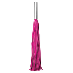 Розовая плётка Leather Whip Metal Long - 49,5 см., фото 