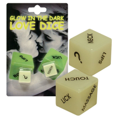 Кубики для любовных игр Glow-in-the-dark с надписями на английском, Цвет: зеленый, фото 