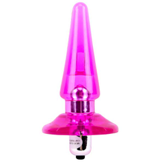 Розовый анальный вибростимулятор-конус - 10 см., фото 