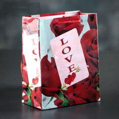 Подарочный пакет "Love" с розами - 15 х 12 см., фото 