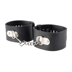 Черные гладкие наручники с металлическими вставками, фото 