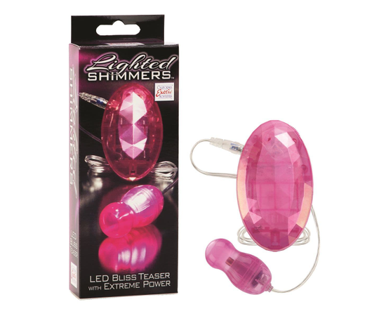 Розовая вибропулька с пультом-кристаллом и светодиодами Lighted Shimmers LED Bliss Teasers, фото 