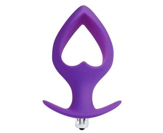 Фиолетовая вибровтулка-сердечко с ограничителем - 10,5 см., фото 