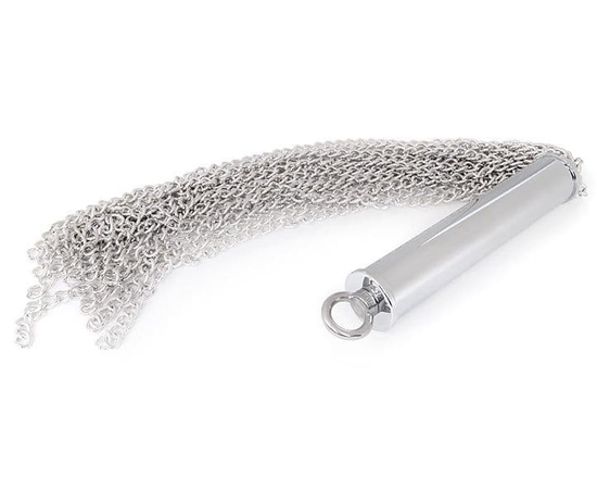 Серебристая металлическая плеть с рукоятью-втулкой - 56 см., фото 