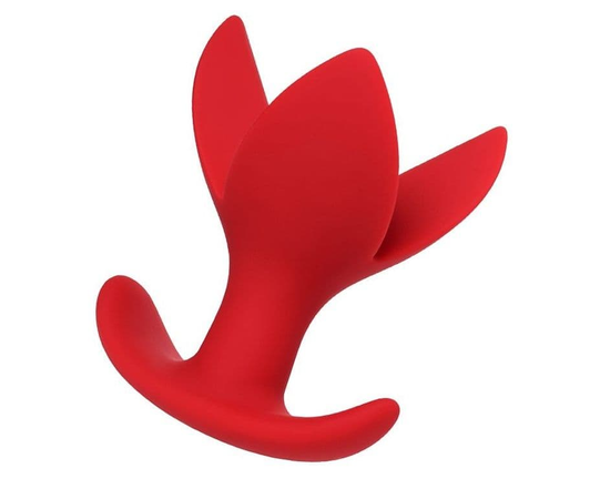Красная силиконовая расширяющая анальная пробка Flower - 9 см., фото 