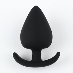 Черная силиконовая анальная пробка Soft-touch - 6,7 см., фото 