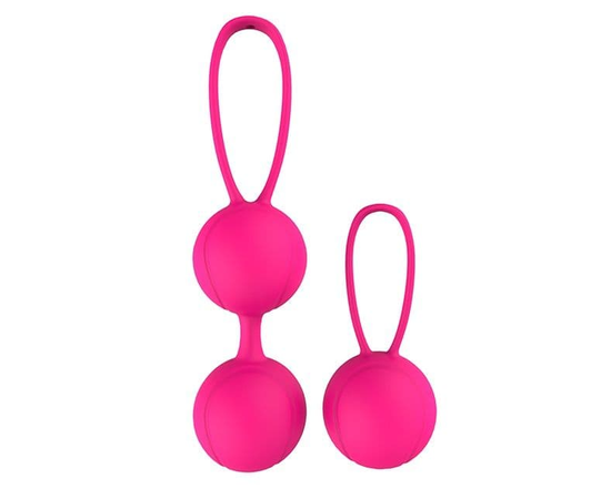 Набор розовых вагинальных шариков PLEASURE BALLS & EGGS DUO BALL SET, Цвет: розовый, фото 