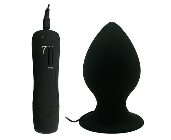 Черный виброплаг с выносным пультом Anal Plug XL - 11,4 см., фото 