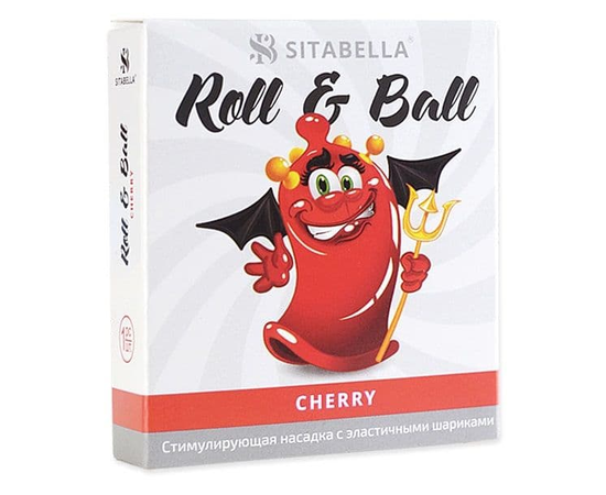 Стимулирующий презерватив-насадка Roll & Ball Cherry, Цвет: красный, фото 