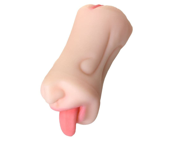 Телесный двусторонний мастурбатор Fruity Tongue - ротик и вагина, фото 