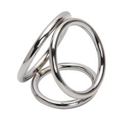 Серебристое тройное эрекционное кольцо, фото 