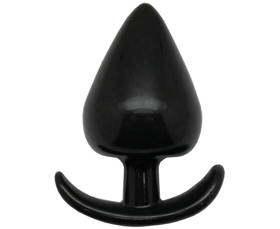 Черная коническая анальная пробка с ограничителем - 9,5 см., фото 