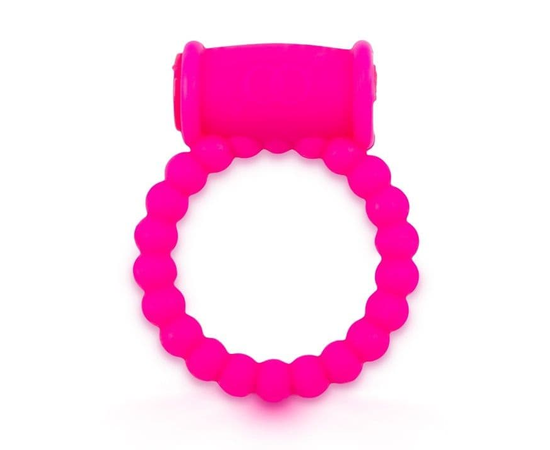 Розовое малоэластичное эрекционное кольцо с вибрацией, фото 