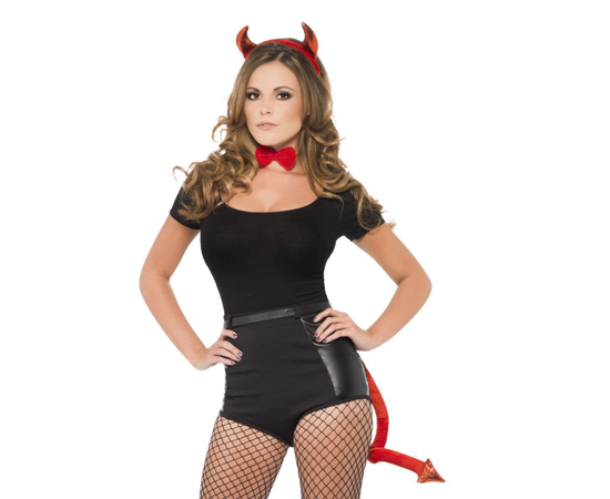Комплект аксессуаров для костюма дьяволицы, Цвет: красный, фото 