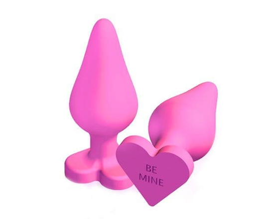 Розовая анальная пробка с основанием-сердечком CANDY HEART BE MINE - 8 см., фото 